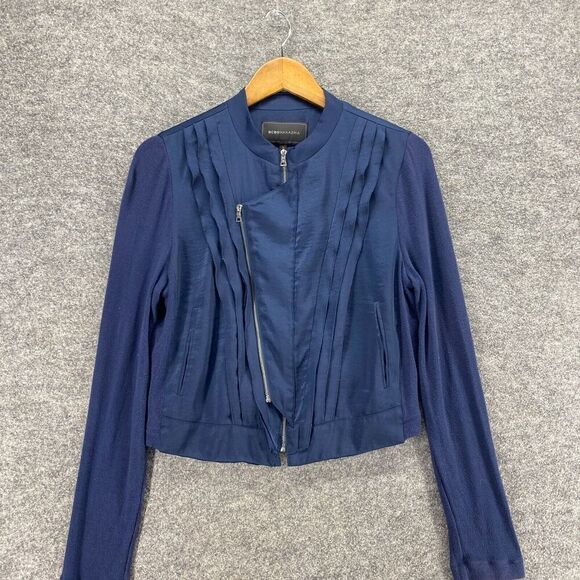 5/$45 BCBGMaxazria Jacket Women M Medium Blue High Neck Full Zip Long Sleeve - Picture 3 of 9